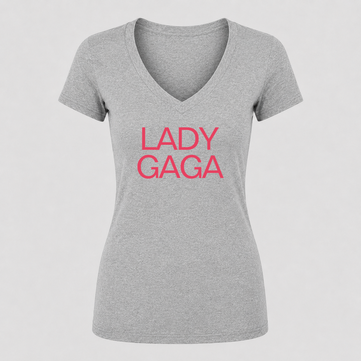 Women's Lady Gaga V Neck T-Shirt in gray
