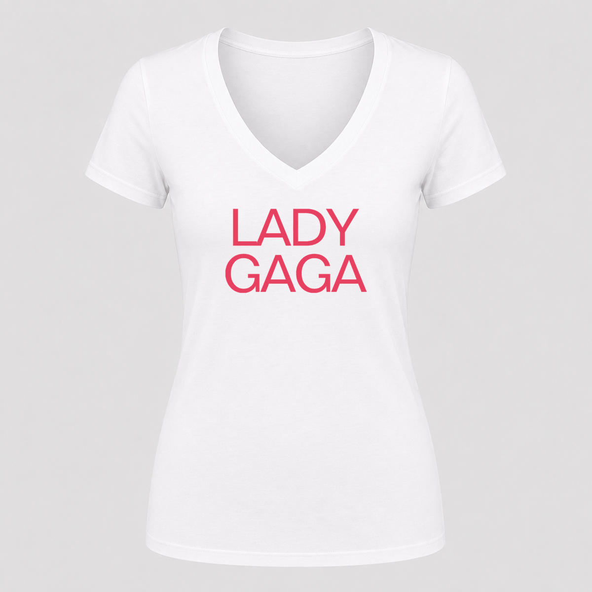 Women's Lady Gaga V Neck T-Shirt in white