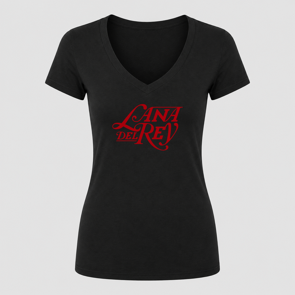 Women's Lana Del Rey V Neck T-Shirt in black