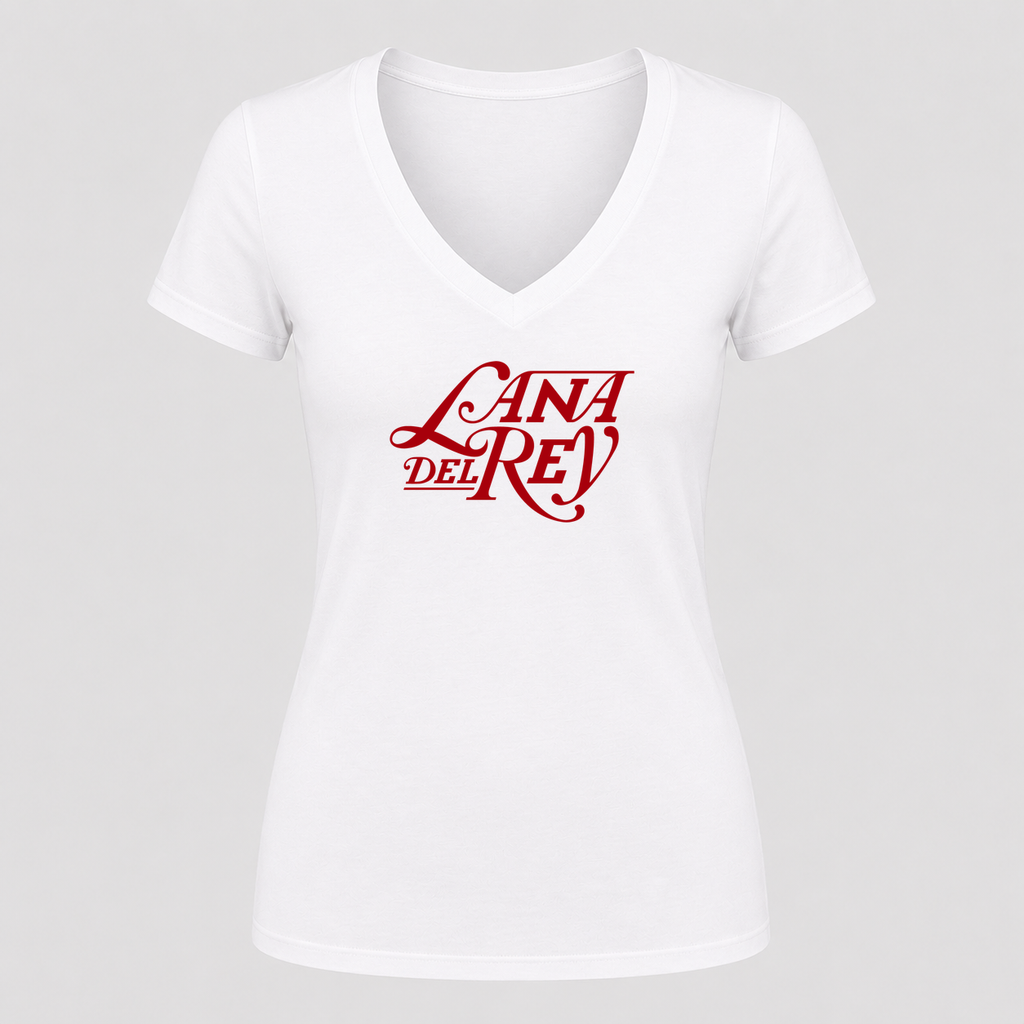 Women's Lana Del Rey V Neck T-Shirt in white