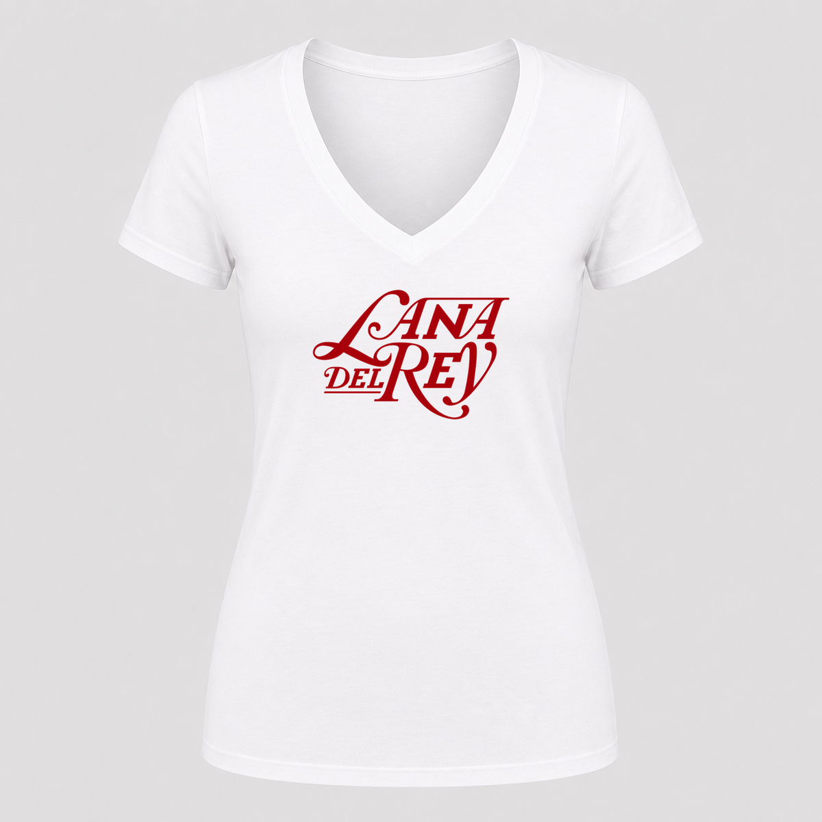 Women's Lana Del Rey V Neck T-Shirt in white