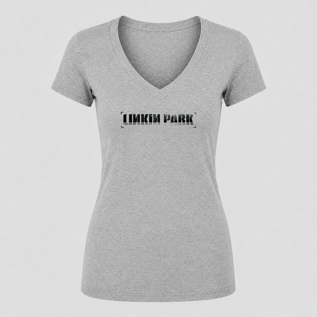 Women's Linkin Park V Neck T-Shirt in gray