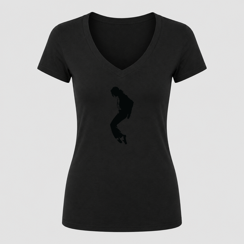 Women's Michael Jackson V Neck T-Shirt in black