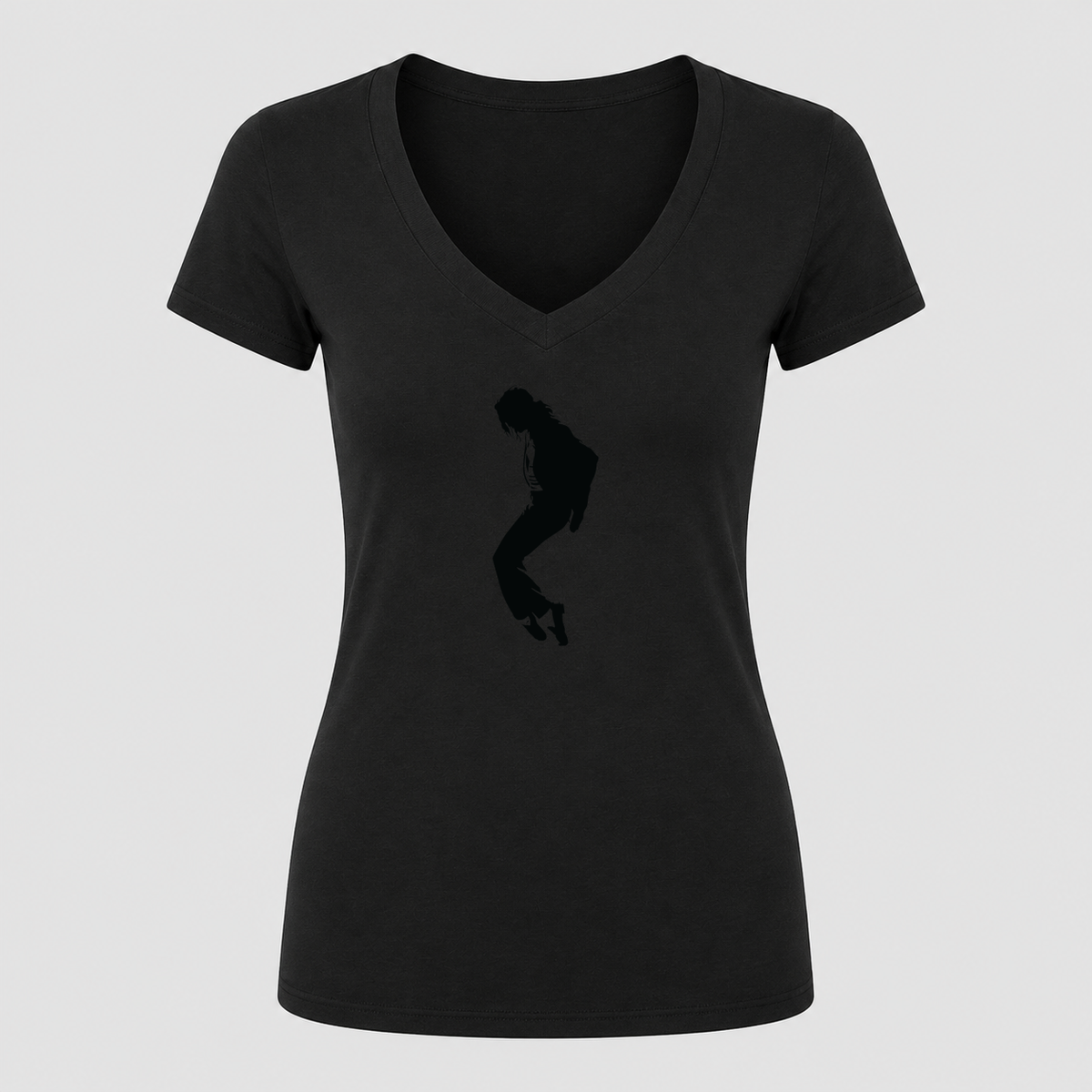 Women's Michael Jackson V Neck T-Shirt in black