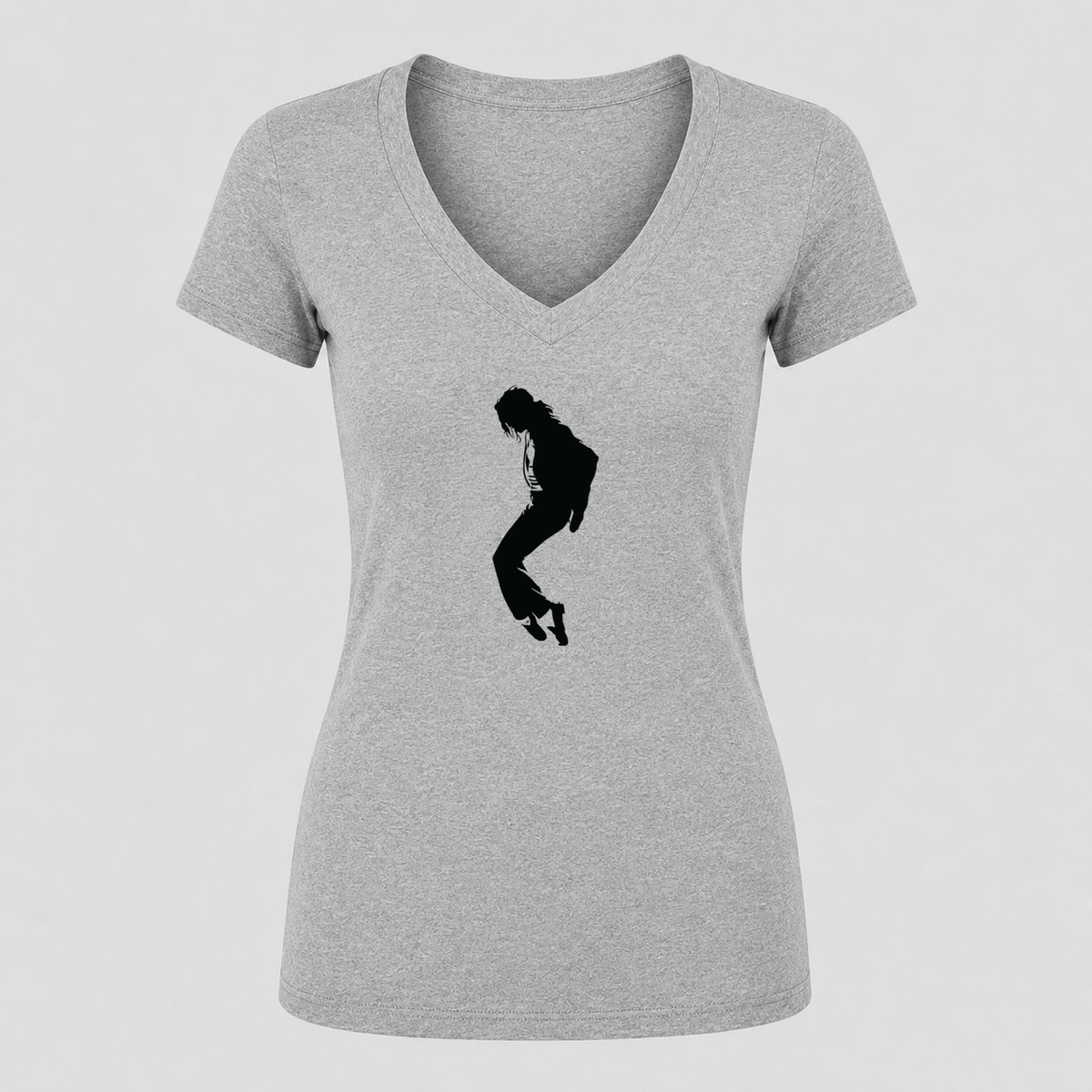 Women's Michael Jackson V Neck T-Shirt in gray
