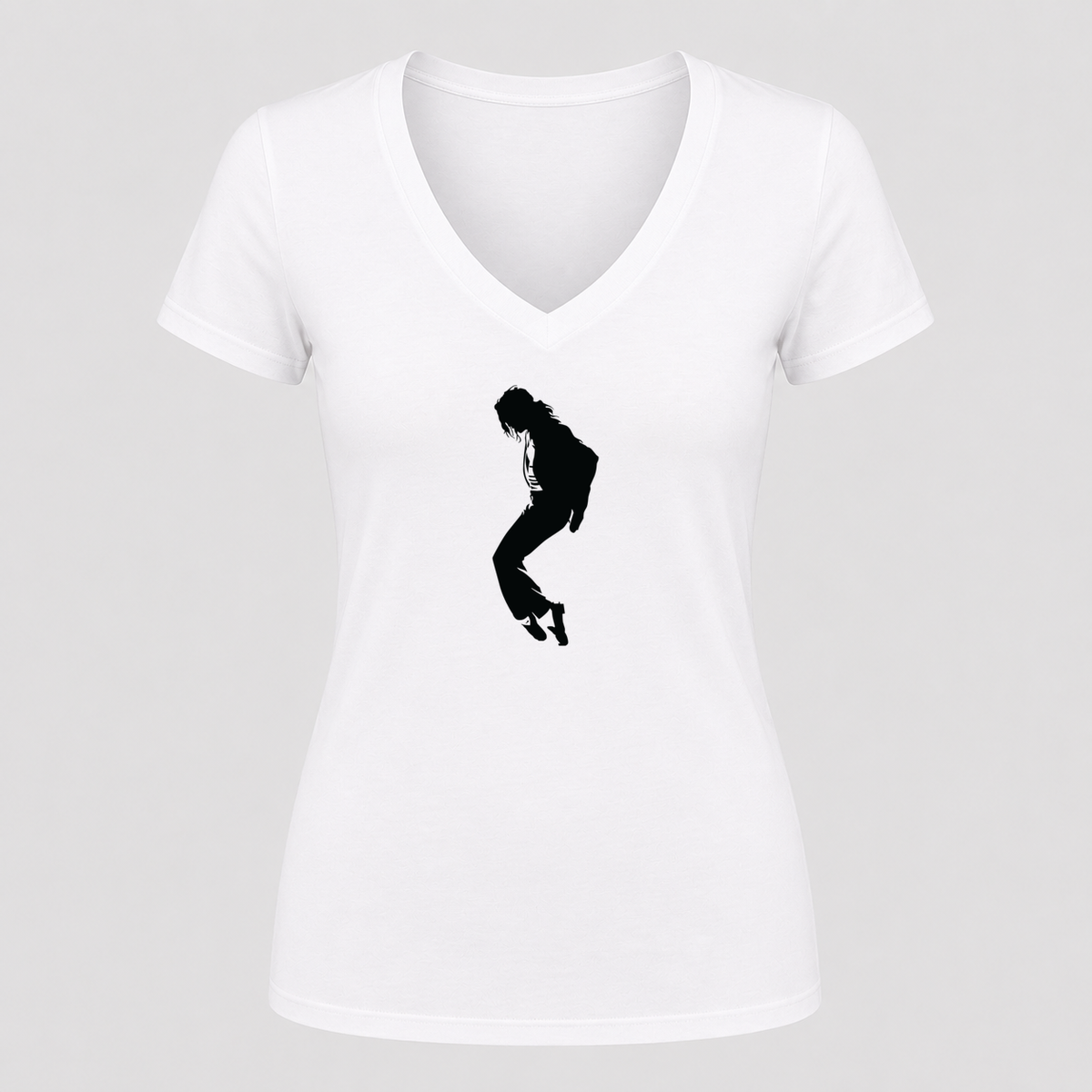Women's Michael Jackson V Neck T-Shirt in white