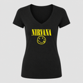 Women's Nirvana V Neck T-Shirt in black