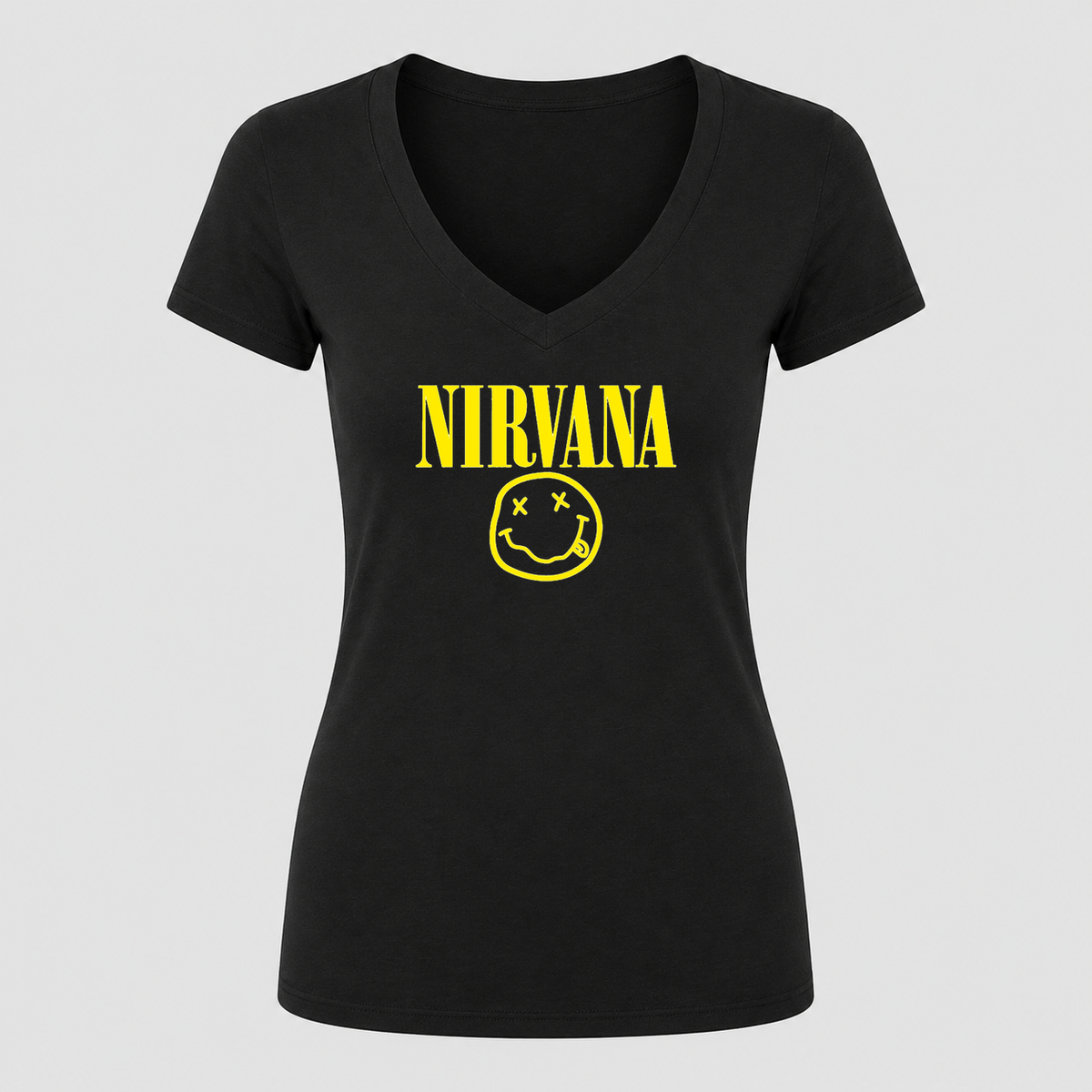 Women's Nirvana V Neck T-Shirt in black