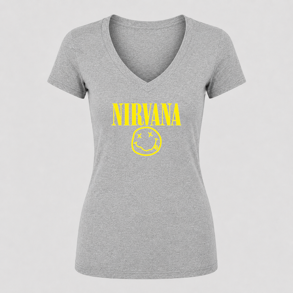 Women's Nirvana V Neck T-Shirt in gray