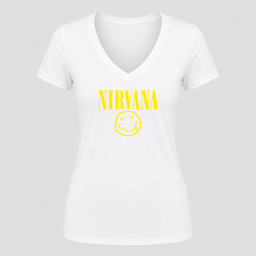 Women's Nirvana V Neck T-Shirt in white