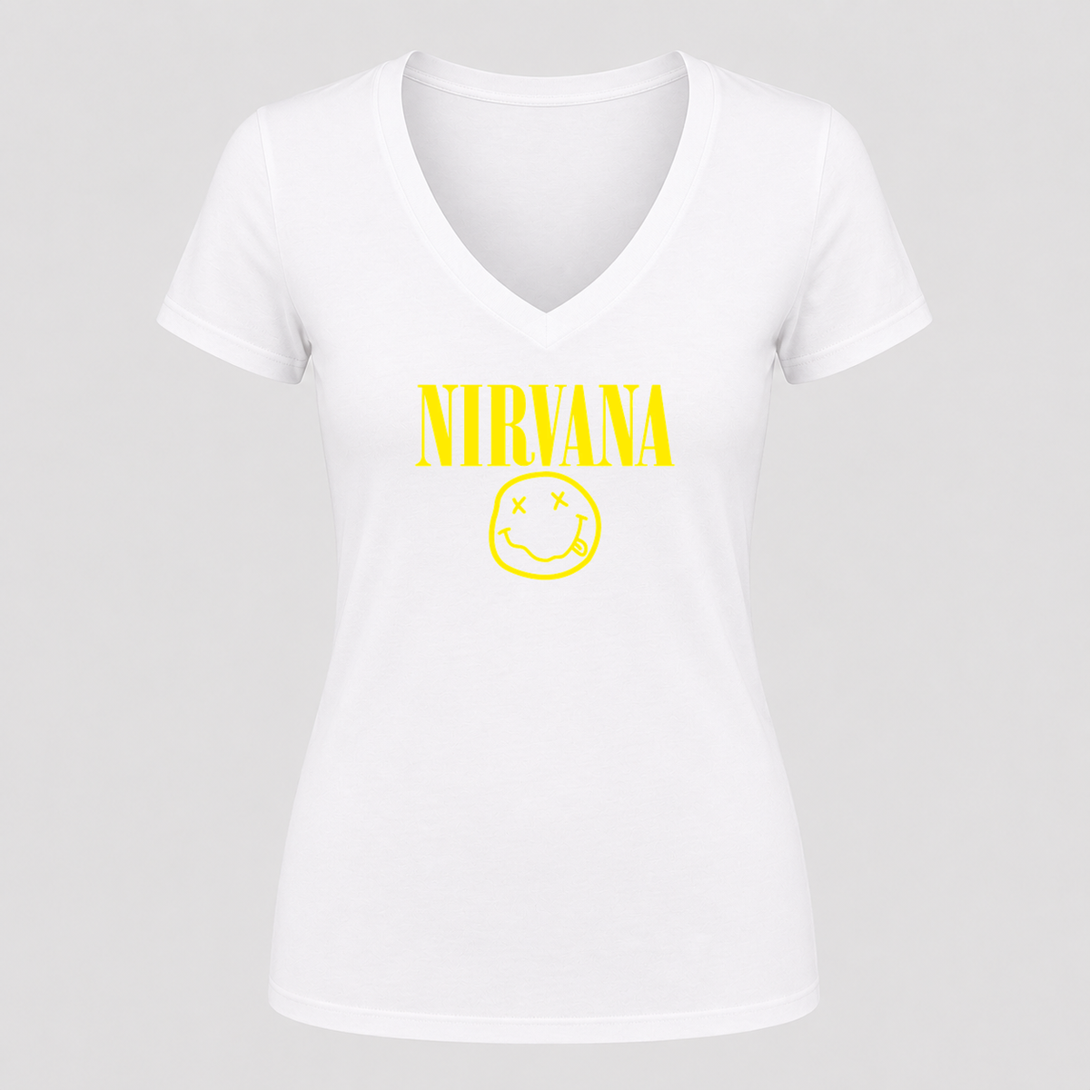 Women's Nirvana V Neck T-Shirt in white