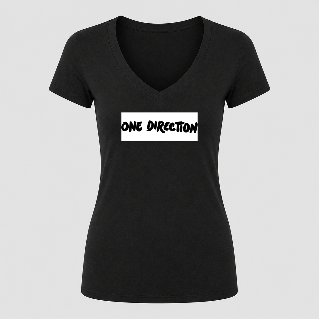 Women's One Direction V Neck T-Shirt in black