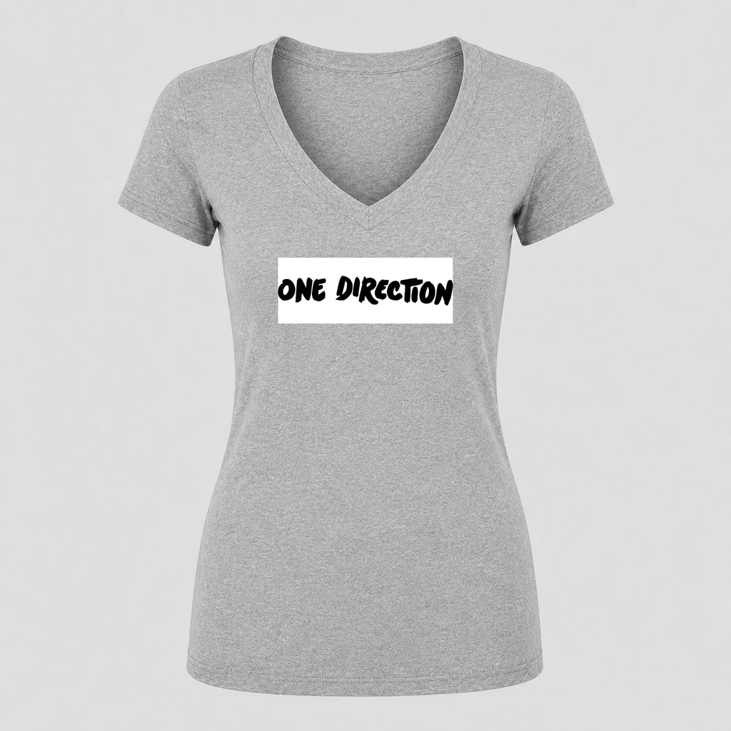 Women's One Direction V Neck T-Shirt in gray