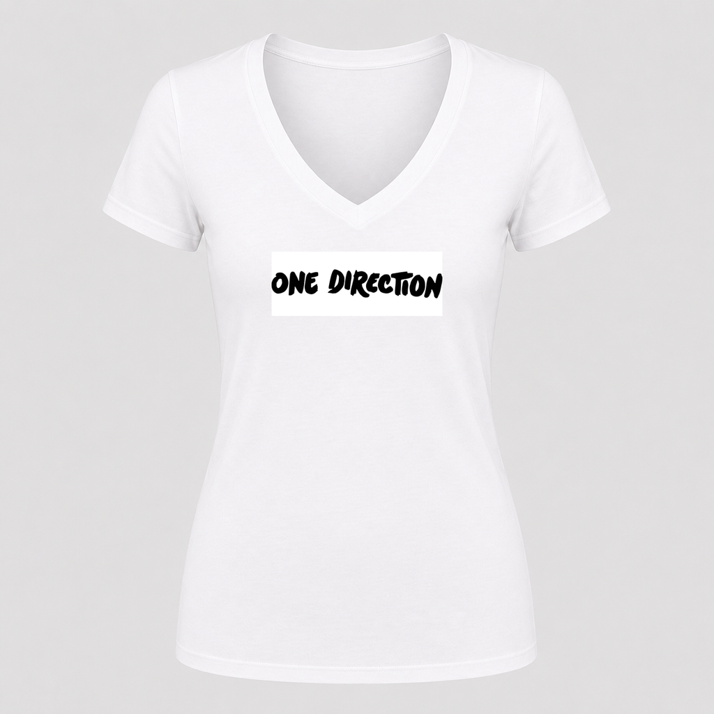 Women's One Direction V Neck T-Shirt in white