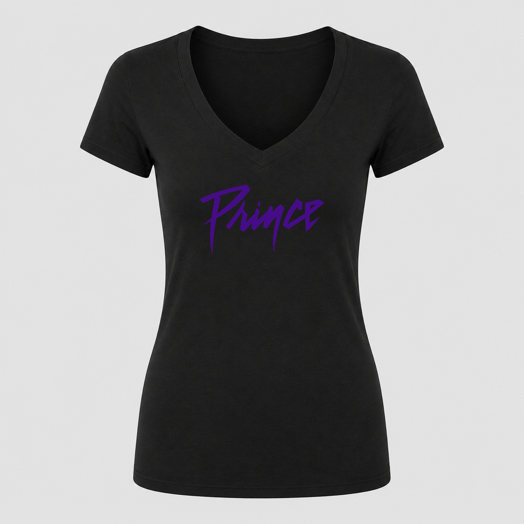 Women's Prince V Neck T-Shirt in black