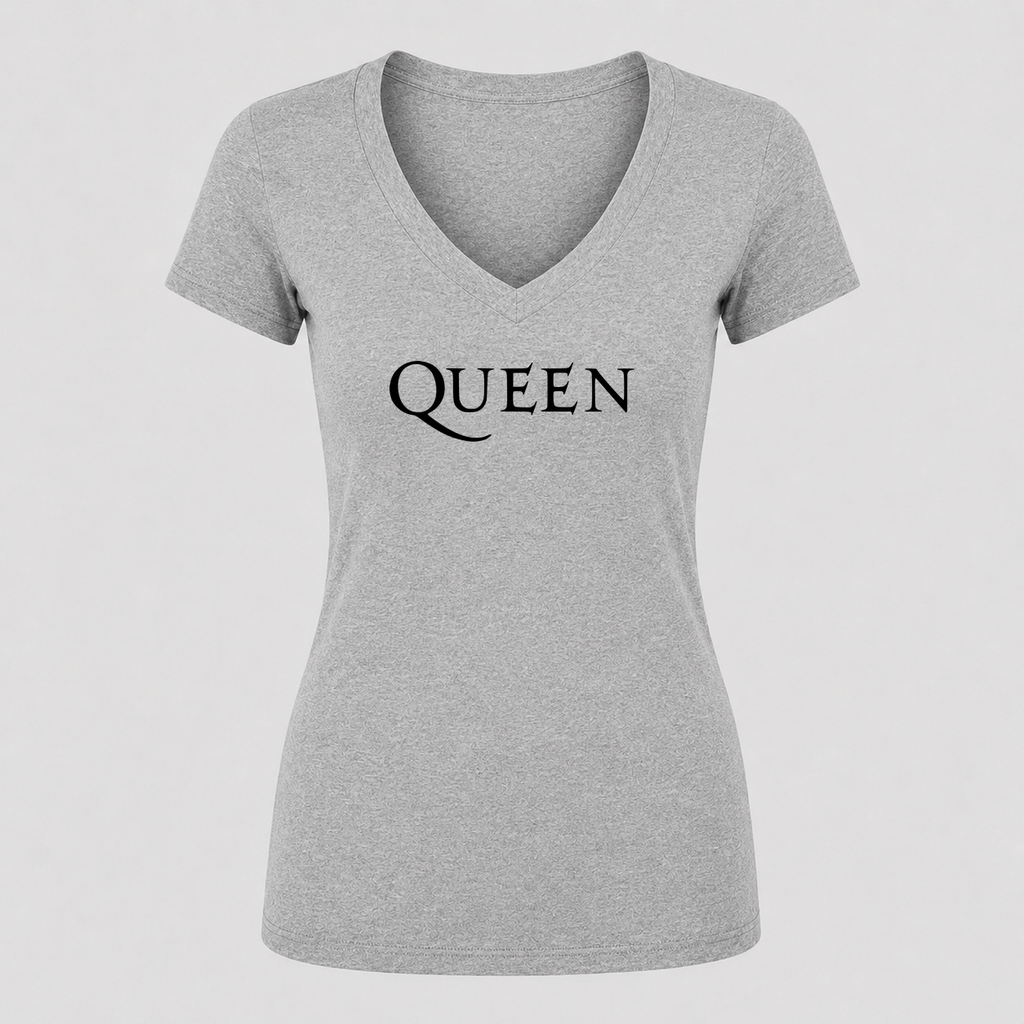 Women's Queen V Neck T-Shirt in gray
