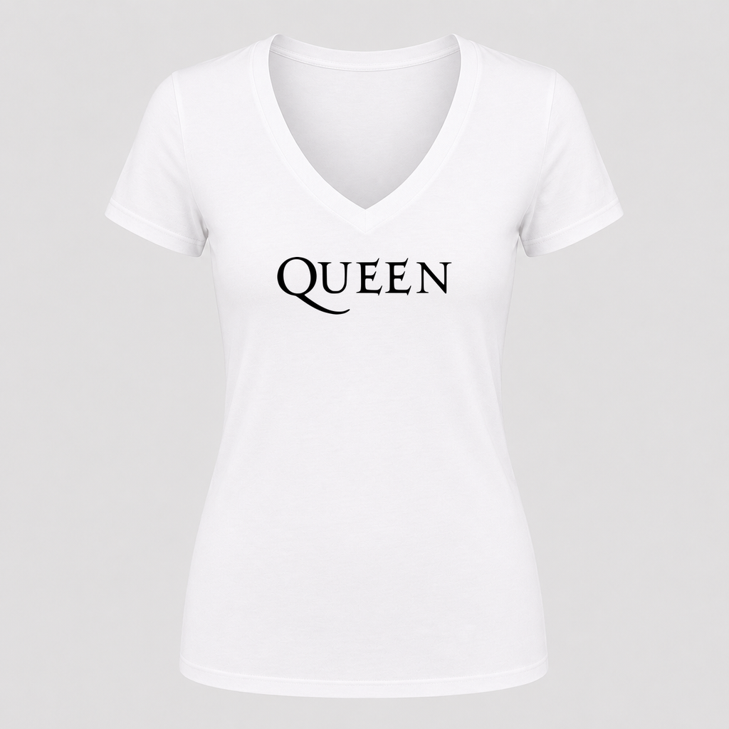 Women's Queen V Neck T-Shirt in white