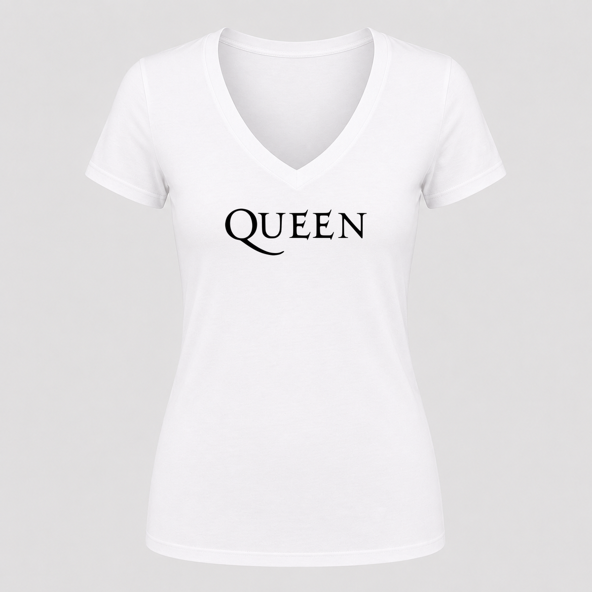 Women's Queen V Neck T-Shirt in white