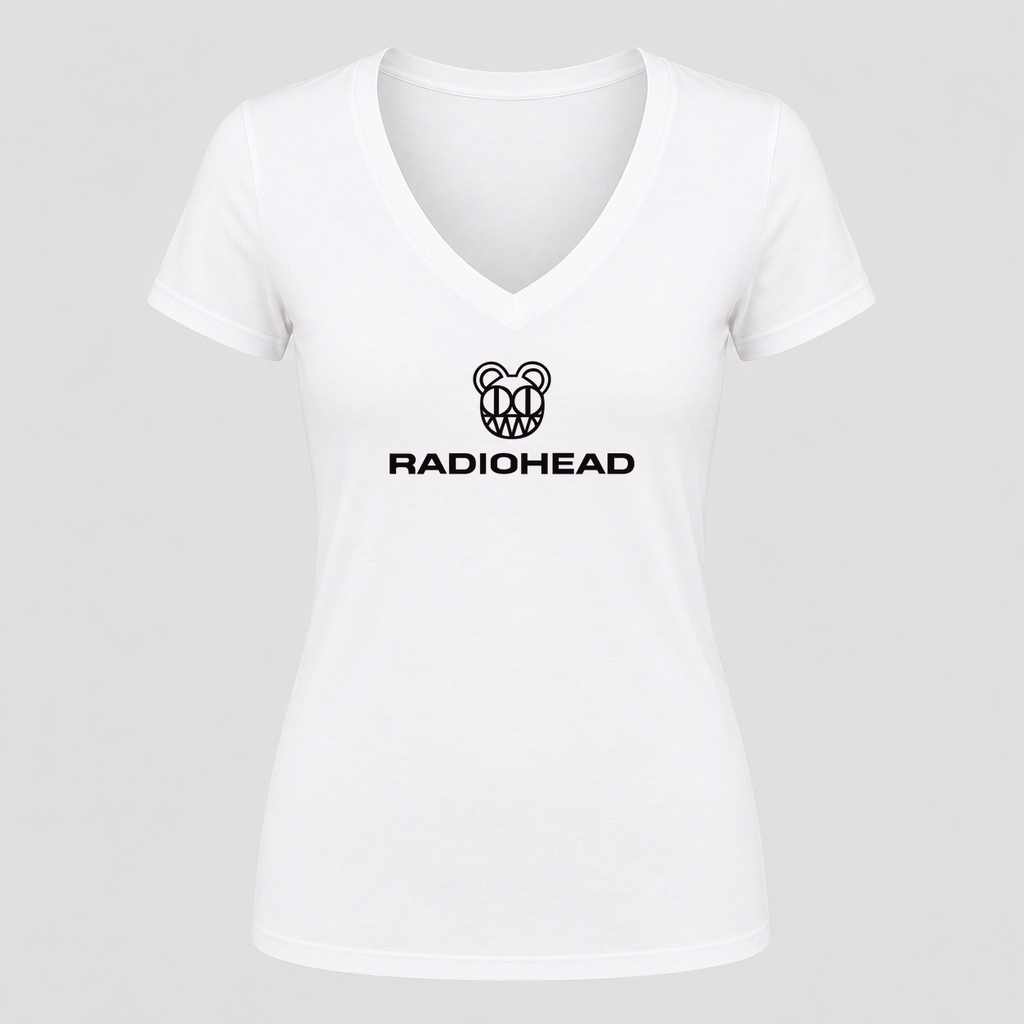 Women's Radiohead V Neck T-Shirt in white