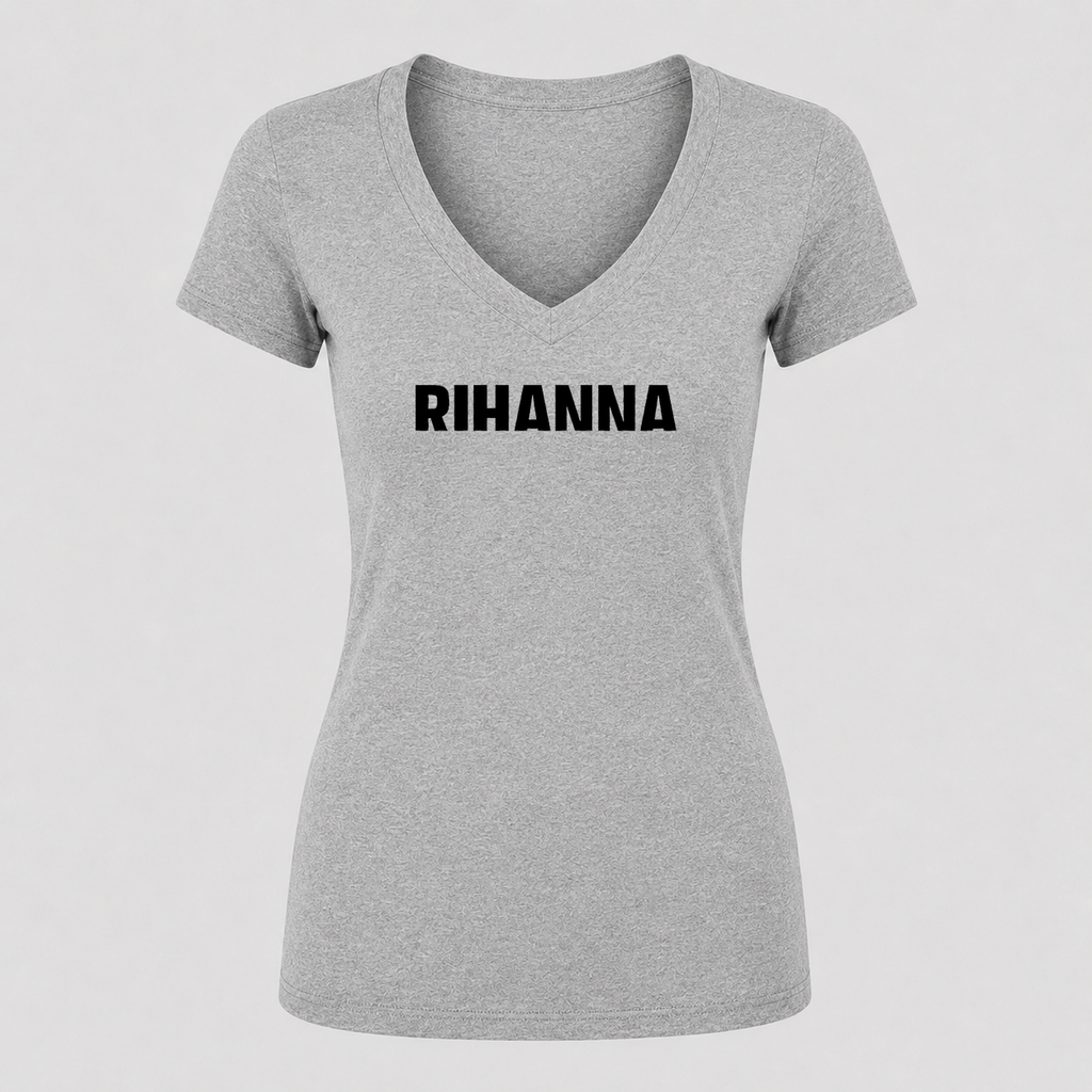 Women's Rihanna V Neck T-Shirt in gray
