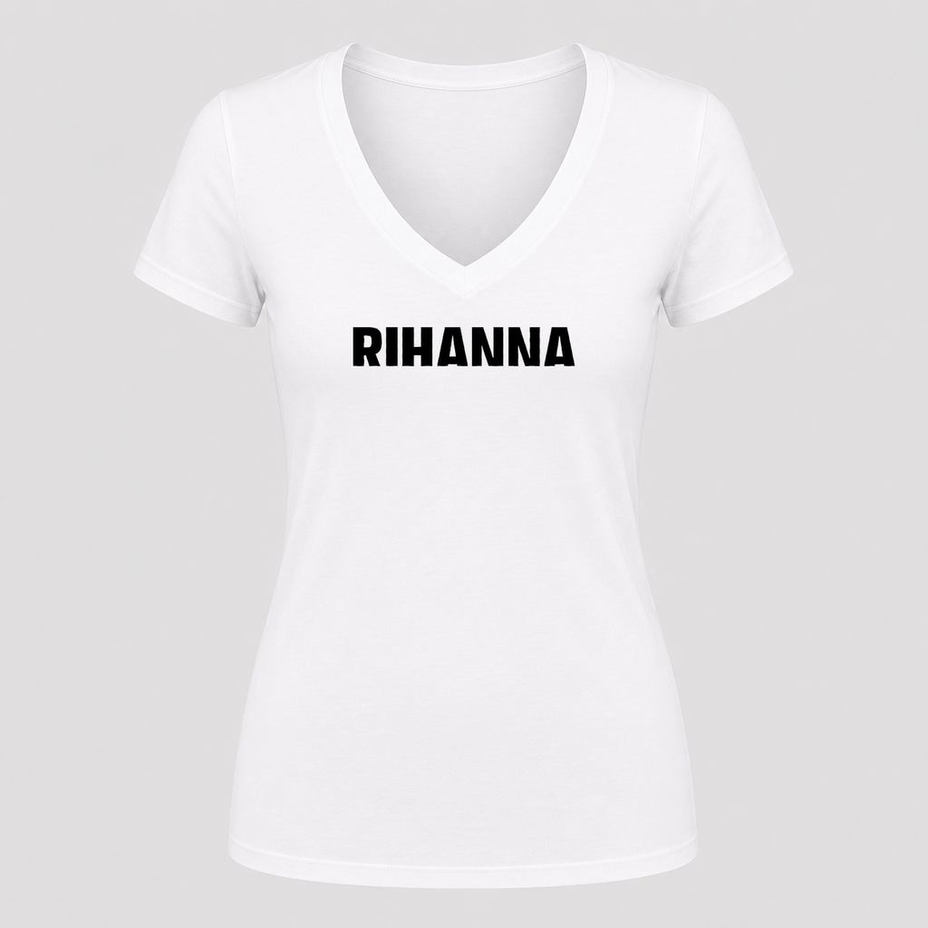 Women's Rihanna V Neck T-Shirt in white