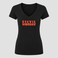 Women's Stevie Wonder V Neck T-Shirt in black