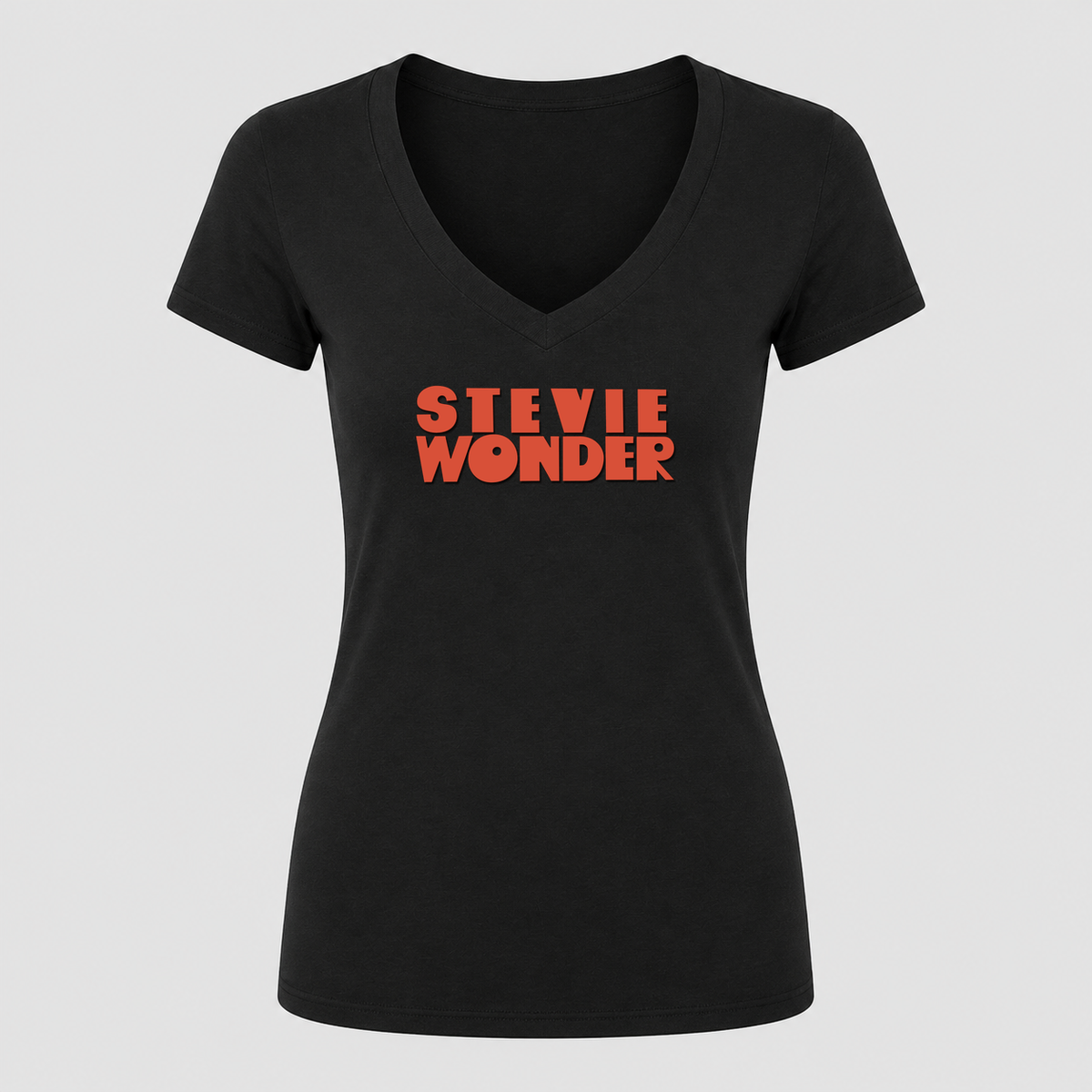 Women's Stevie Wonder V Neck T-Shirt in black