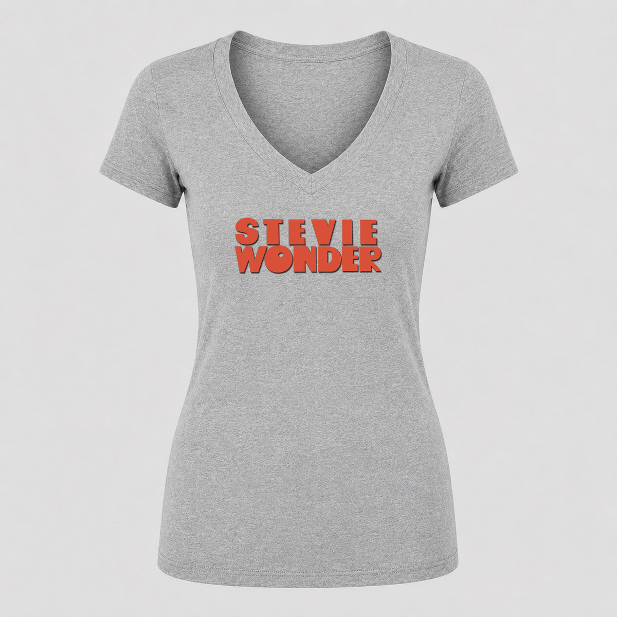 Women's Stevie Wonder V Neck T-Shirt in gray