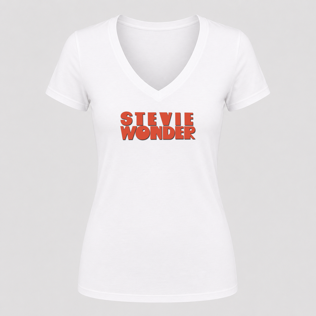 Women's Stevie Wonder V Neck T-Shirt in white