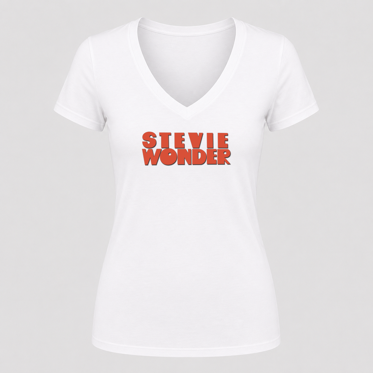 Women's Stevie Wonder V Neck T-Shirt in white