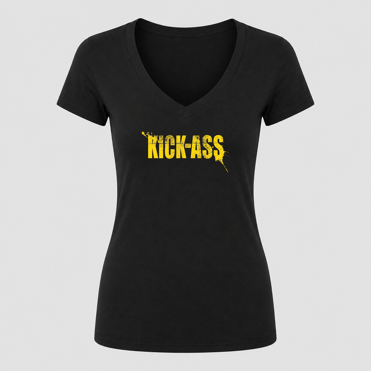 Women's Kick-Ass V Neck T-Shirt in black