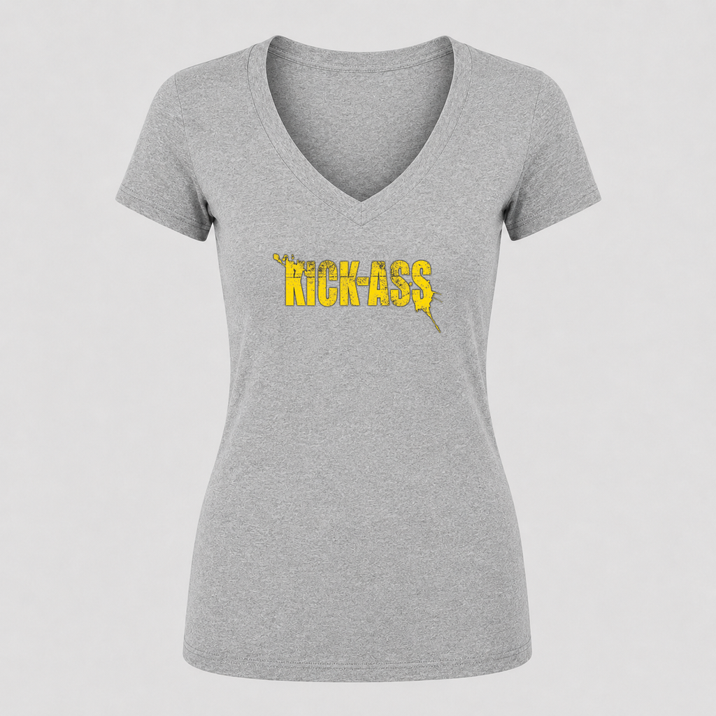 Women's Kick-Ass V Neck T-Shirt in gray