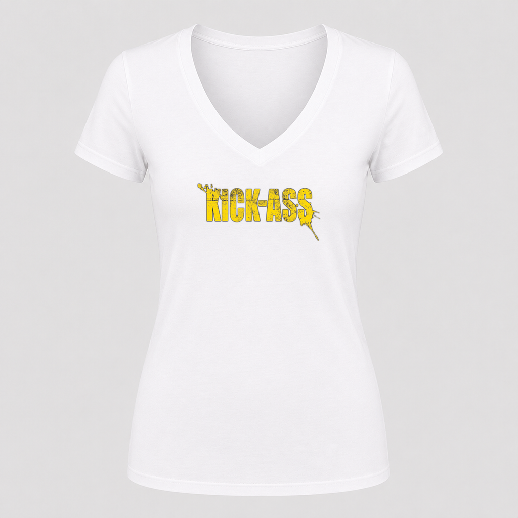 Women's Kick-Ass V Neck T-Shirt in white