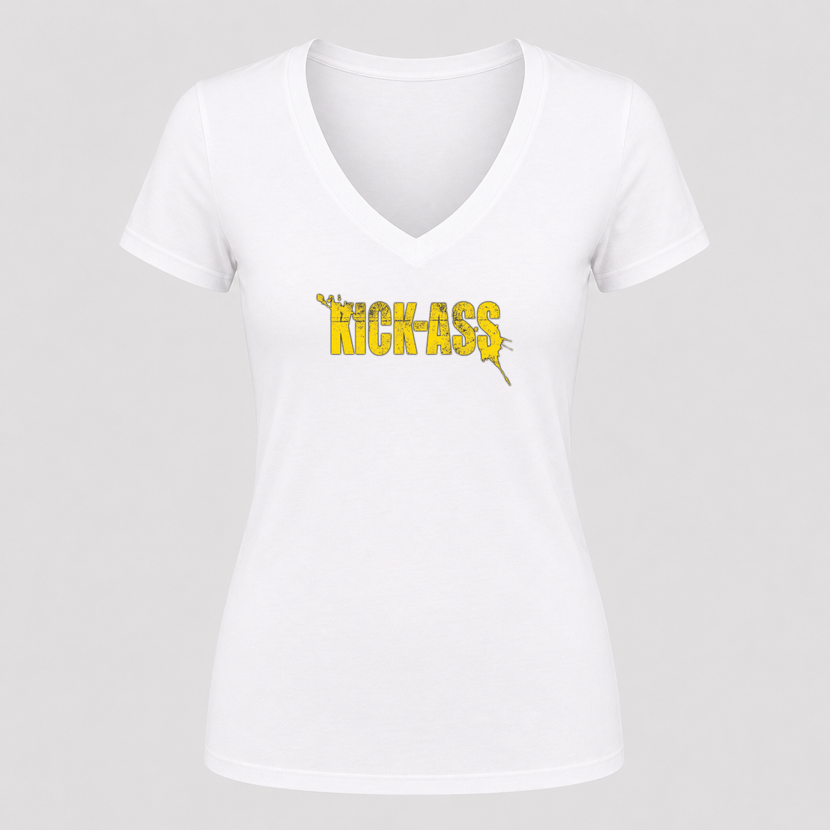 Women's Kick-Ass V Neck T-Shirt in white