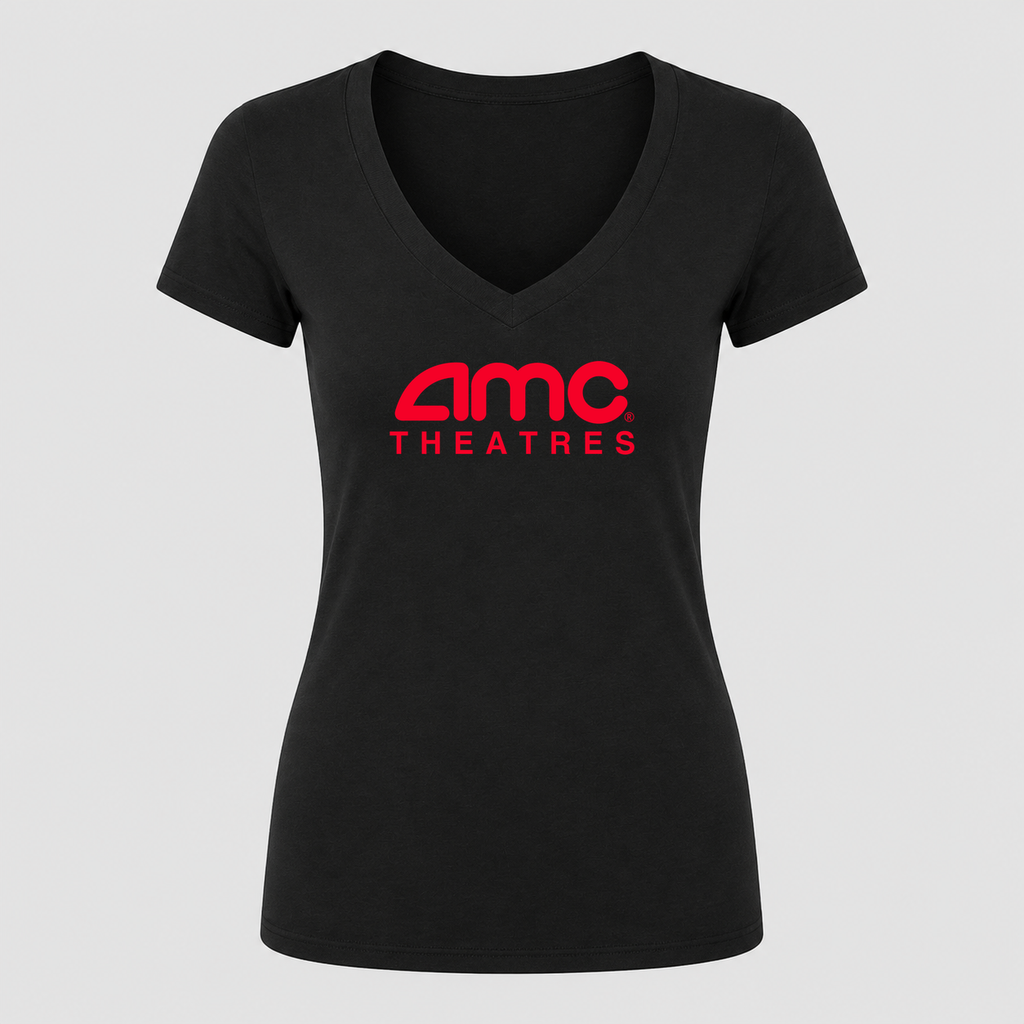 Women's AMC Theatres V Neck T-Shirt in black