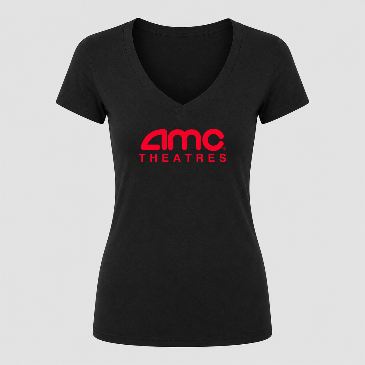 Women's AMC Theatres V Neck T-Shirt in black