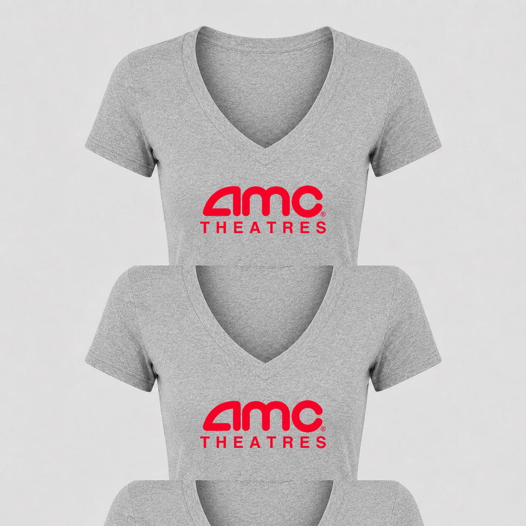 Women's AMC Theatres V Neck T-Shirt in gray