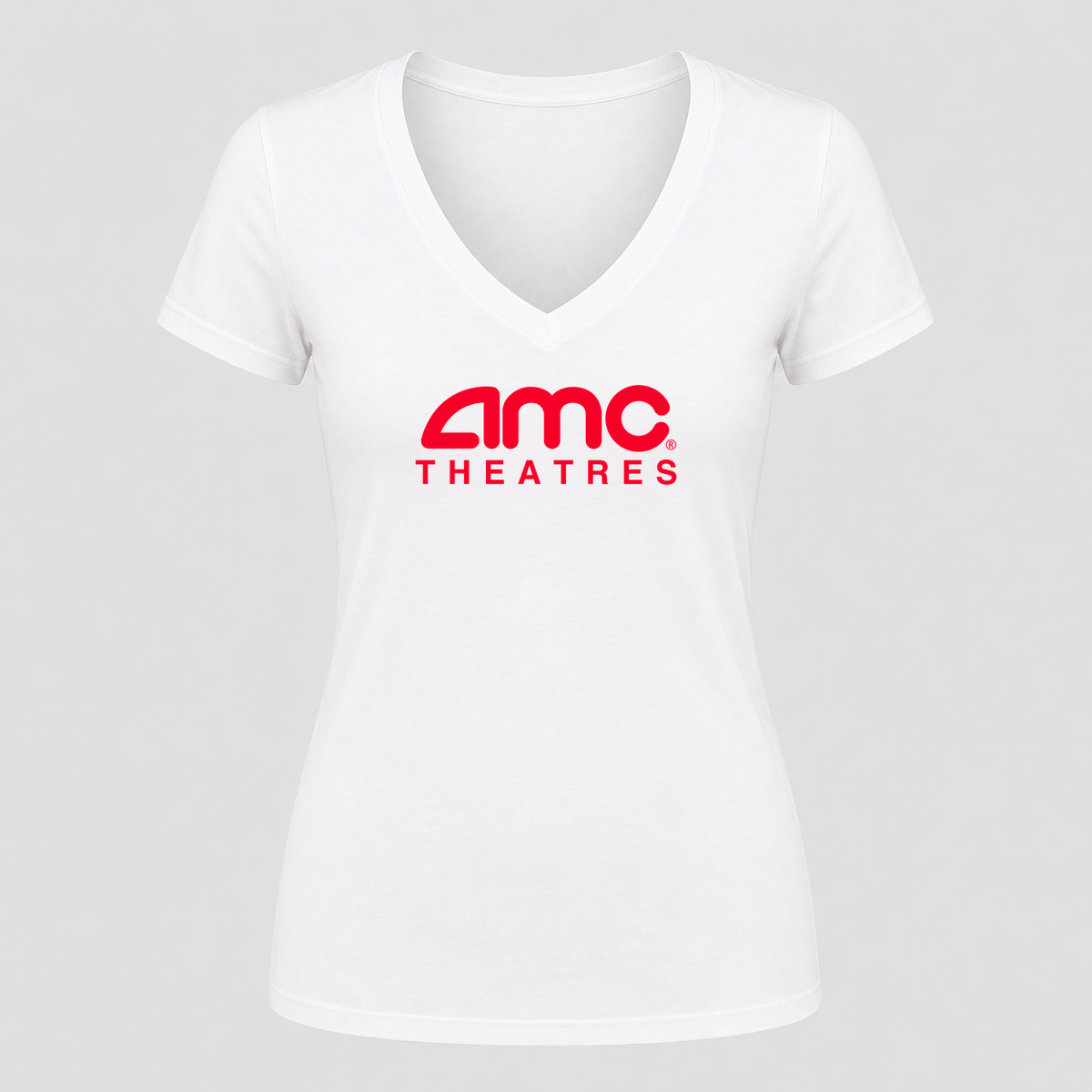 Women's AMC Theatres V Neck T-Shirt in white