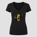 Women's Deadpool & Wolverine V Neck T-Shirt in black