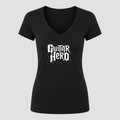 Women's Guitar Hero V Neck T-Shirt in black