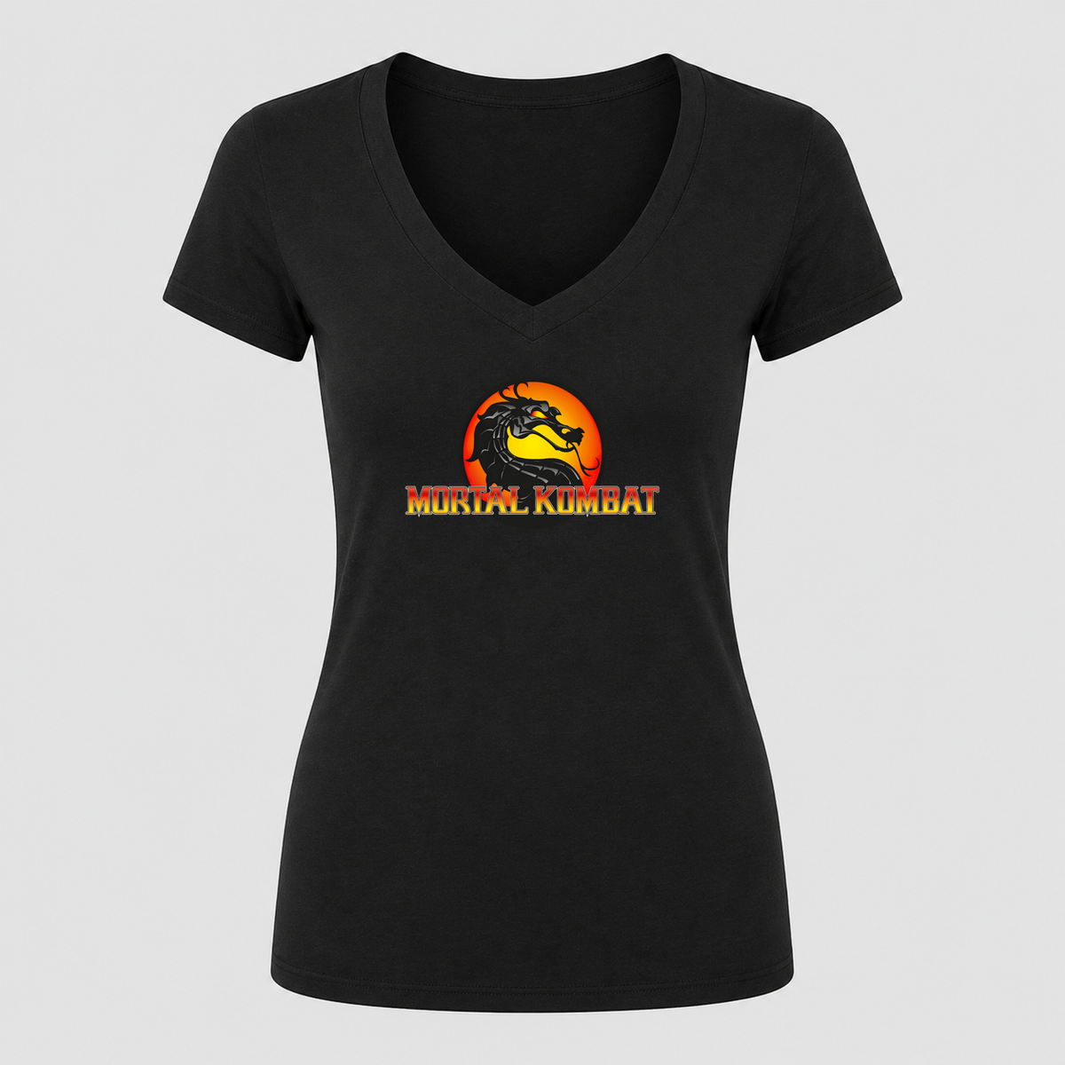 Women's Mortal Kombat V Neck T-Shirt in black