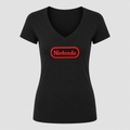 Women's Nintendo V Neck T-Shirt in black