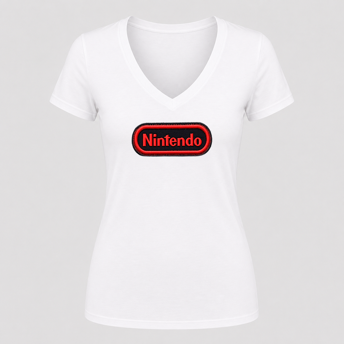 Women's Nintendo V Neck T-Shirt in white