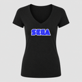 Women's SEGA V Neck T-Shirt in black