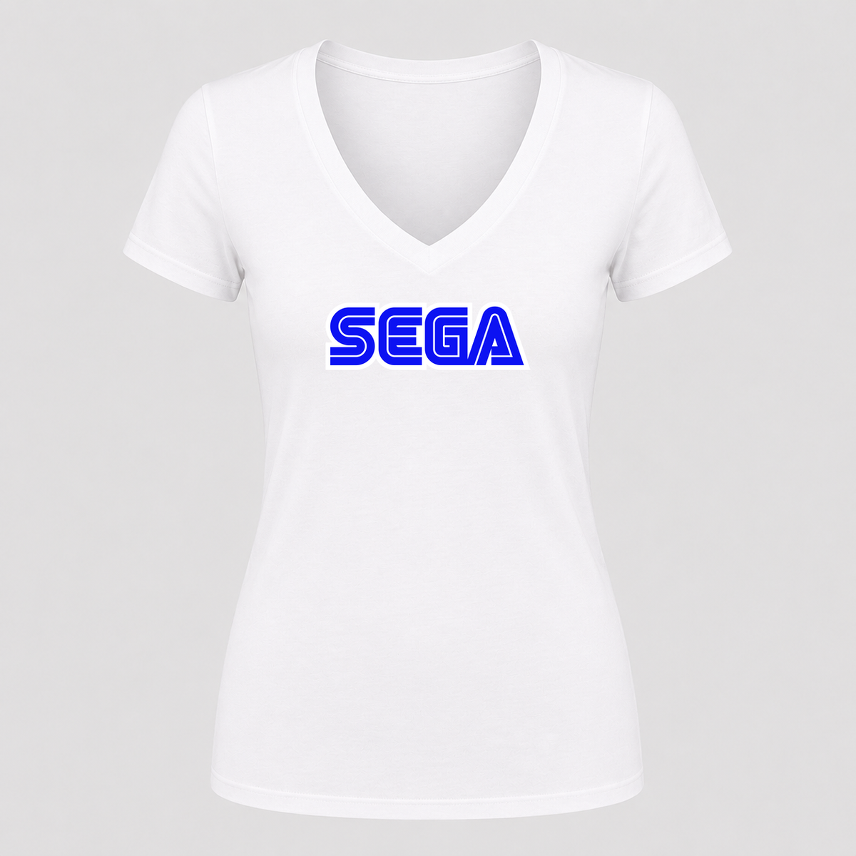 Women's SEGA V Neck T-Shirt in white