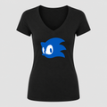 Women's Sonic V Neck T-Shirt in black