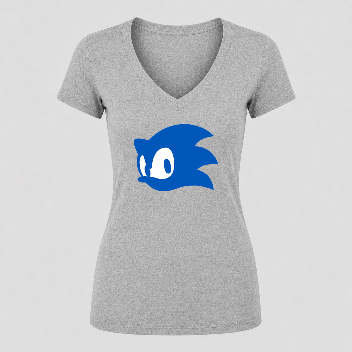 Women's Sonic V Neck T-Shirt in gray