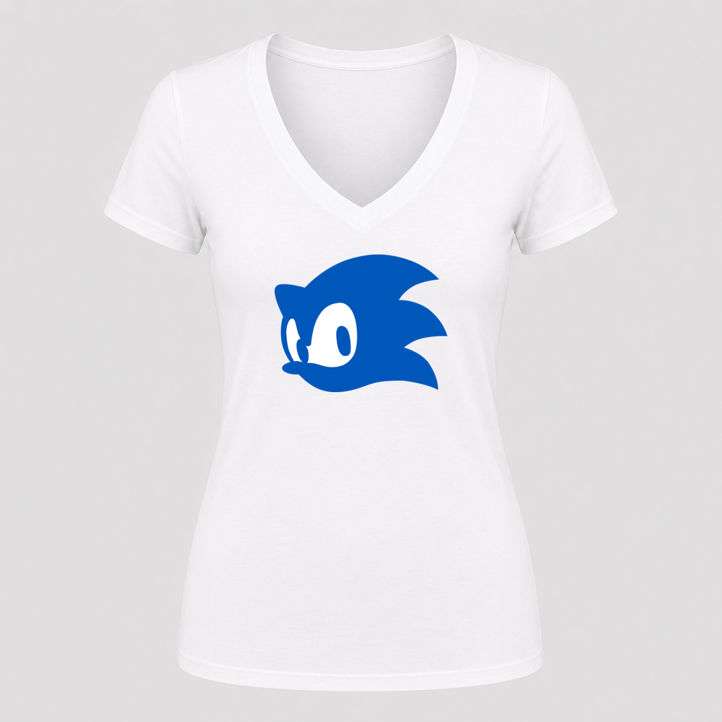 Women's Sonic V Neck T-Shirt in white
