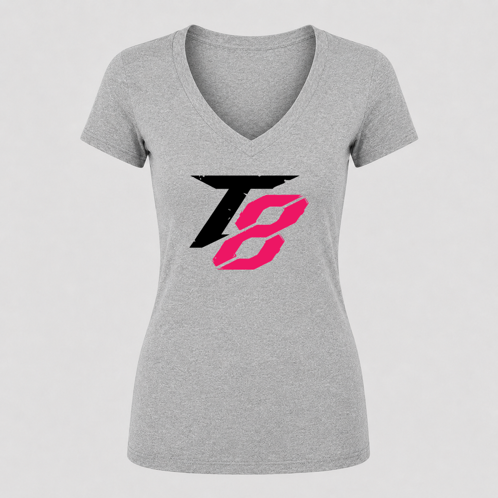 Women's Tekken 8 Black V Neck T-Shirt in gray