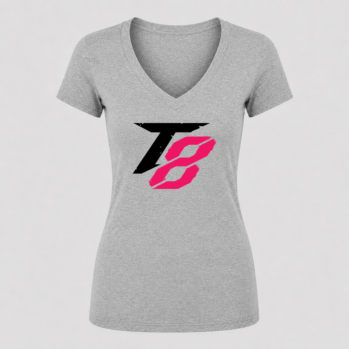 Women's Tekken 8 Black V Neck T-Shirt in gray
